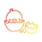 A creative warm gradient line drawing cute cartoon chick hatching from egg