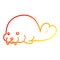 A creative warm gradient line drawing cute cartoon walrus