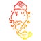 A creative warm gradient line drawing cute genie rising out of lamp