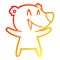 A creative warm gradient line drawing laughing bear cartoon