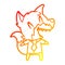 A creative warm gradient line drawing laughing fox in shirt and tie