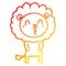 A creative warm gradient line drawing laughing lion cartoon