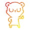 A creative warm gradient line drawing peaceful cartoon bear cub