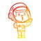 A creative warm gradient line drawing singing cartoon astronaut