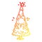 A creative warm gradient line drawing snowy christmas tree with happy face