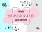 Creative watercolor background with text Super Sale up to 50 % off. Stylish advertising template. Sketch, paint, splash.