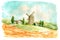 Creative watercolor farm illustration for decorative use