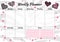 Creative weekly planner with heart animal texture and pink glitter sparkles.