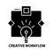 creative workflow icon, black vector sign with editable strokes, concept illustration
