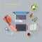Creative Workplace Top View Illustration