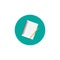 Creative writer workplace icon. note book and pencil in turquoise circle.