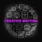 Creative writing vector colored round outline illustration