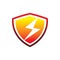 Creative young full color secure shield lightning energy power logo design