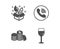 Creativity, Call center and Banking money icons. Wine glass sign. Design idea, Phone support, Cash finance. Vector