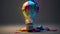 Creativity cocnept, with lightbulb made from oil paint mix. Generative AI