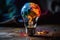 Creativity cocnept, with lightbulb made from oil paint mix Generative AI