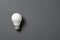 Creativity inspiration, great business idea concept with white light bulb on black background.