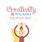 Creativity is intelligence having fun quotes on creative mind rocket bulb lamp