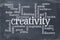 Creativity word cloud on slate blackboard