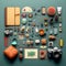 Creator, designer asset elements, top view, knolling items. Generative Ai