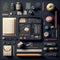 Creator, designer asset elements, top view, knolling items. Generative Ai