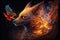 A creature resembling a cross between a fox and a dragon, with the ability to fly background Generative AI
