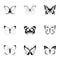 Creatures butterflies icons set, simple style