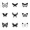 Creatures butterflies icons set, simple style