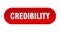 credibility button. rounded sign on white background