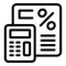 Credit calculator icon outline vector. Tax deduction