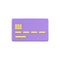 Credit card 3d vector icon. Purple plastic plate with gold chip and financial data.