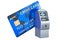 Credit card with ATM, automated teller machine, 3D rendering