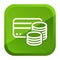 Credit Card Cash Coins Icon. Green Button. Eps10 Vector