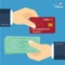 Credit card and cash payment flat design vector icon