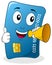 Credit Card Character with Megaphone