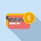 Credit card compensation icon flat . Money benefit