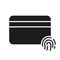 Credit Card with Fingerprint Silhouette Icon. Financial Identity by Fingerprint Glyph Pictogram. Bank Plastic Card with