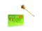 Credit card and golden magic wand.