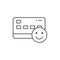 Credit card with happy face, money insurance, like, positive feedback lineal icon. Shopping, online banking, finance