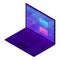 Credit card laptop icon, isometric style