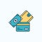 credit card, money, currency, dollar, wallet Flat Icon. green and Yellow sign and symbols for website and Mobile appliation.
