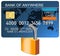 Credit card with padlock blue