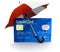 Credit Card under Umbrella (clipping path included)