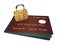 Credit cards with sim padlock over white background