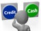 Credit Cash Buttons Show Cashless Shopping Sales