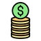 Credit coin stack icon color outline vector