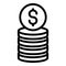 Credit coin stack icon, outline style