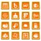 Credit icons set orange square vector