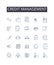 Credit management line icons collection. Debt resolution, Asset allocation, Financial planning, Investment strategy