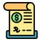 Credit paper bill icon color outline vector